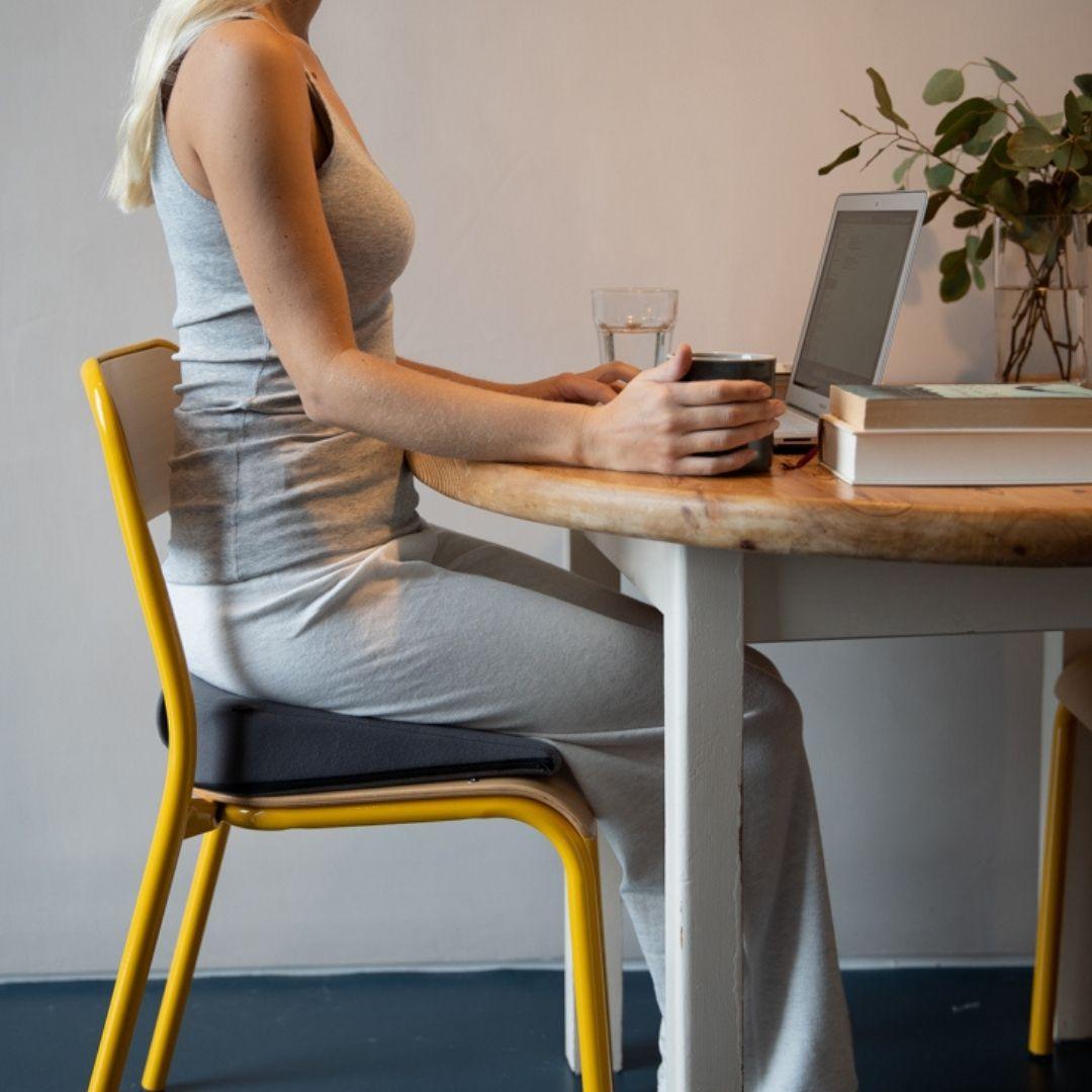 Gray seat cushion.
