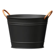 Matte Black Modern Farmhouse Washtub Planter with Copper Handles (22.5cm) - Garden Planters