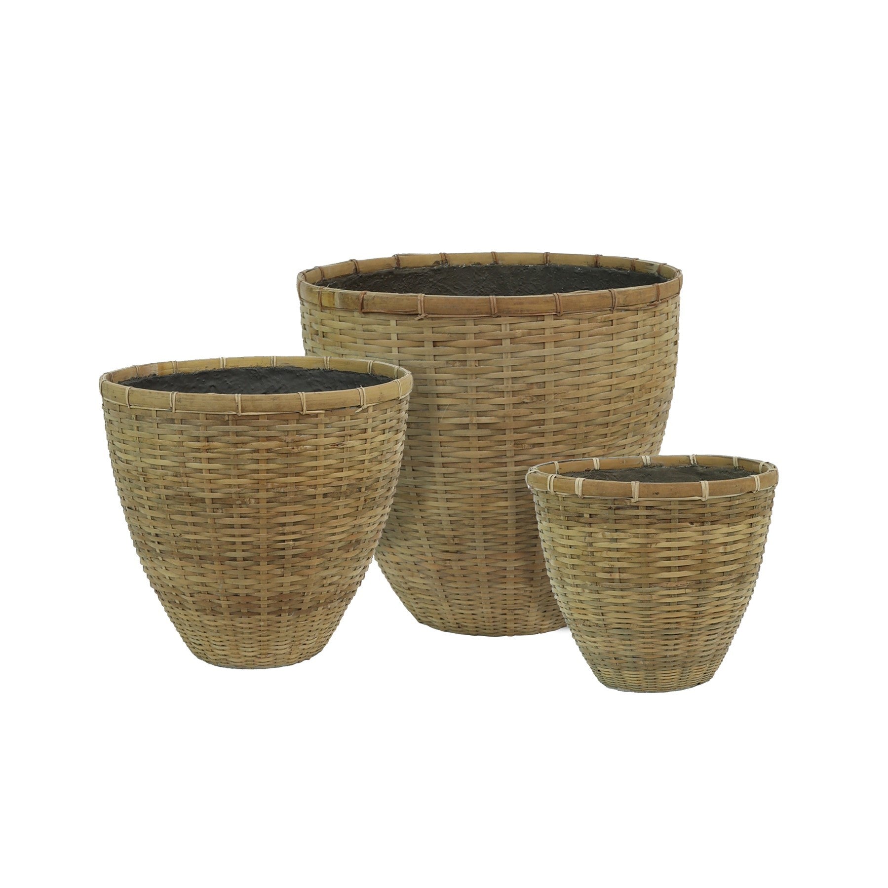 Hortus Classic Rounded Tapered Bamboo Planter - x 3 - Contemporary Planters