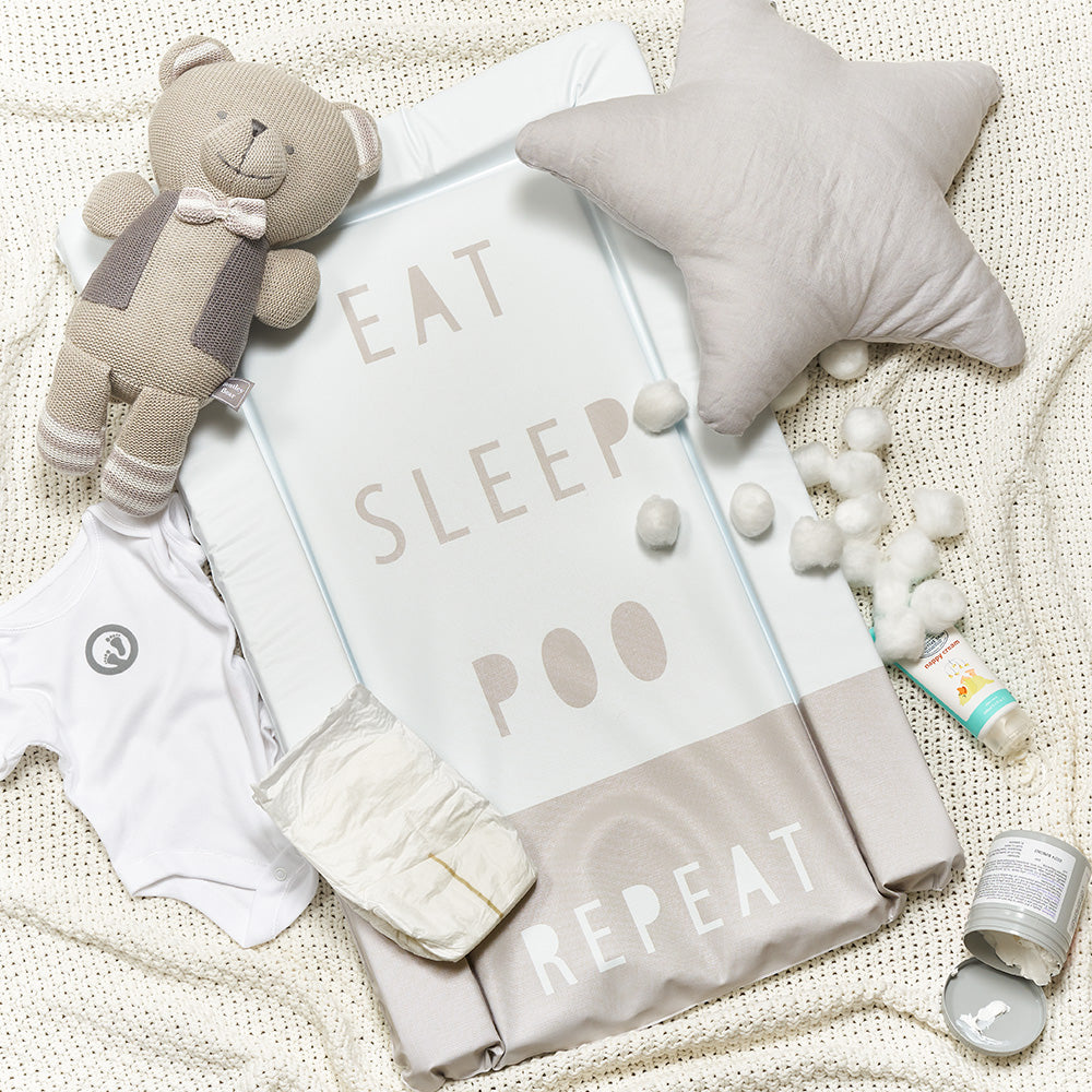 Changing Mat - Eat Sleep Repeat - Grey for Infants