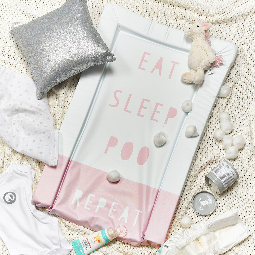 Changing Mat - Eat Sleep Repeat - Grey for Infants