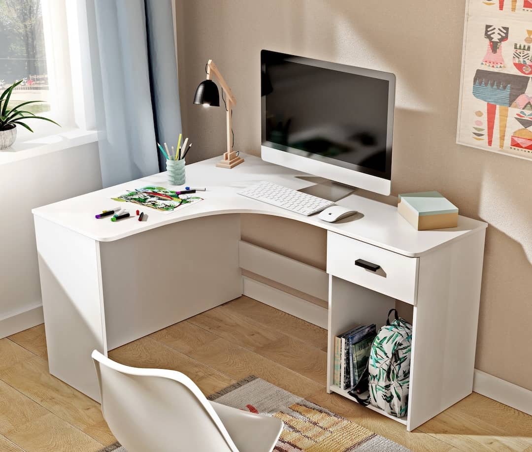 Corner Desk 155cm - White
