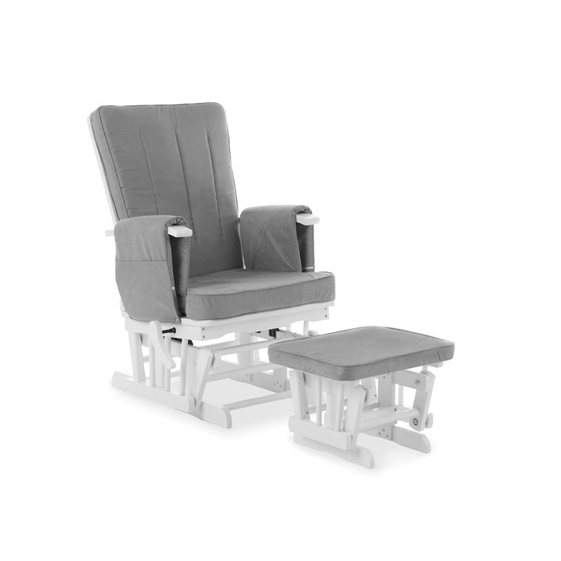 Deluxe Reclining Glider Chair & Stool - Grey Comfort Set - Nursery Chairs