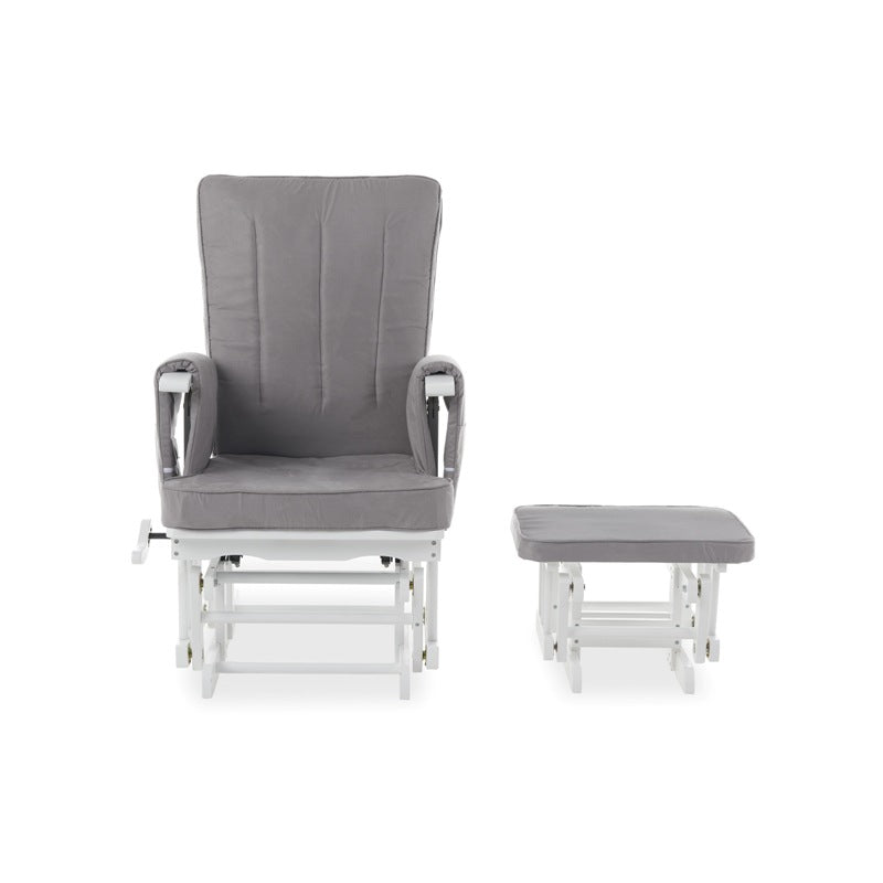 Deluxe Reclining Glider Chair & Stool - Grey Comfort Set - Nursery Chairs