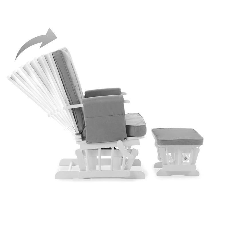 Deluxe Reclining Glider Chair & Stool - Grey Comfort Set - Nursery Chairs