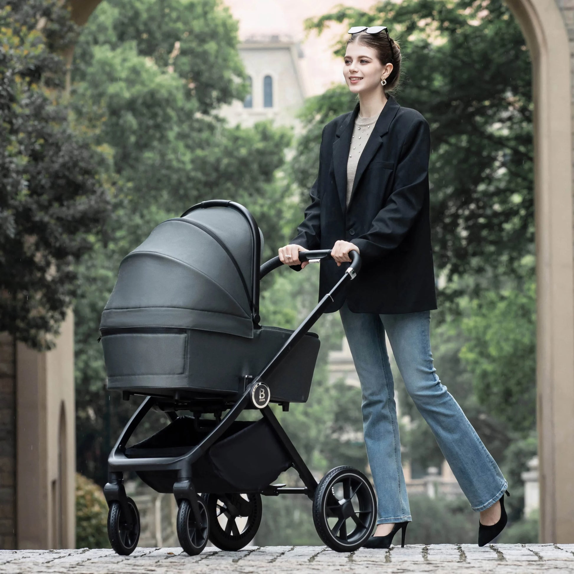 Kai Pram Pushchair Travel System with Carrycot and Car Seat - Forest Grey
