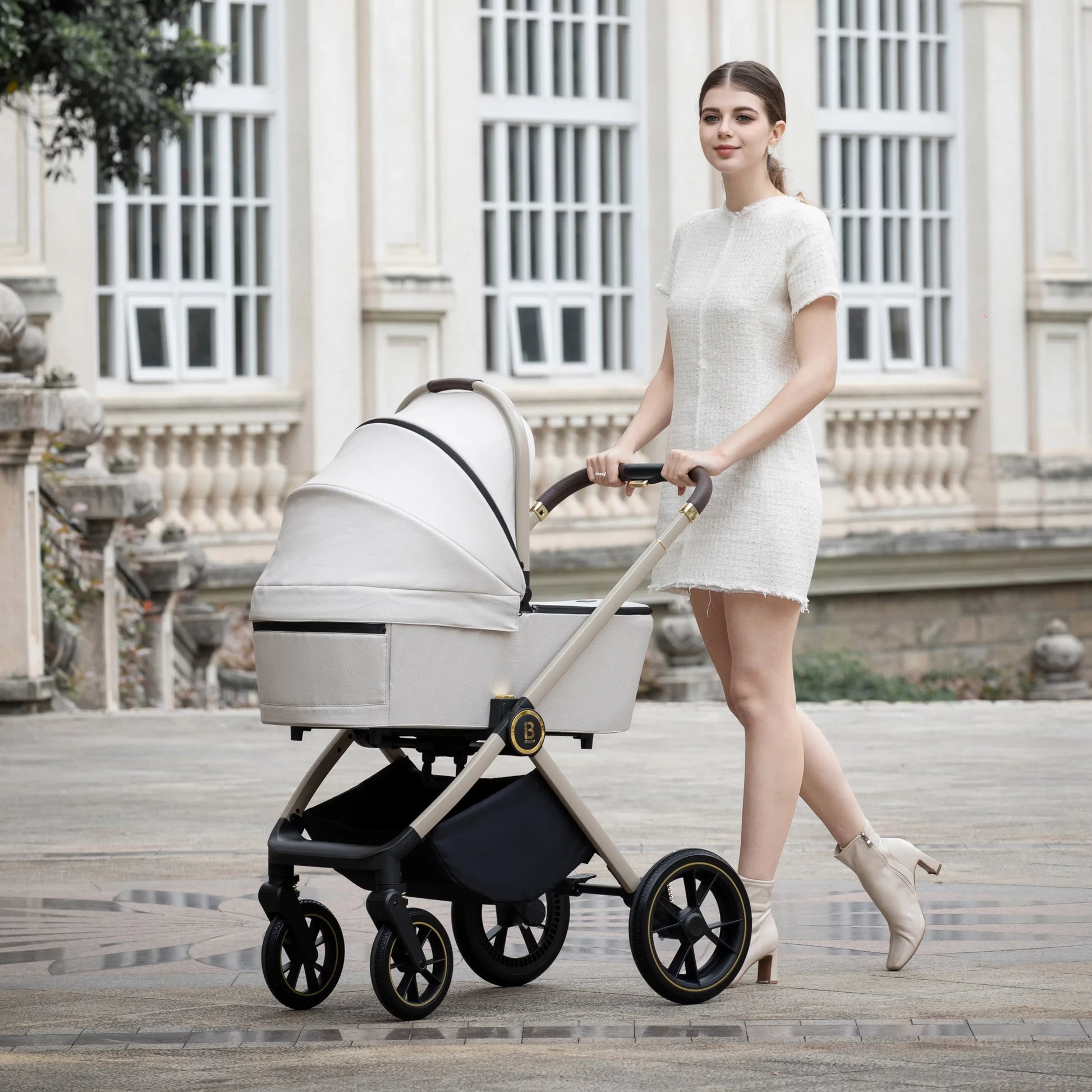 Kai Pram Pushchair Travel System with Carrycot and Car Seat - Sandstone