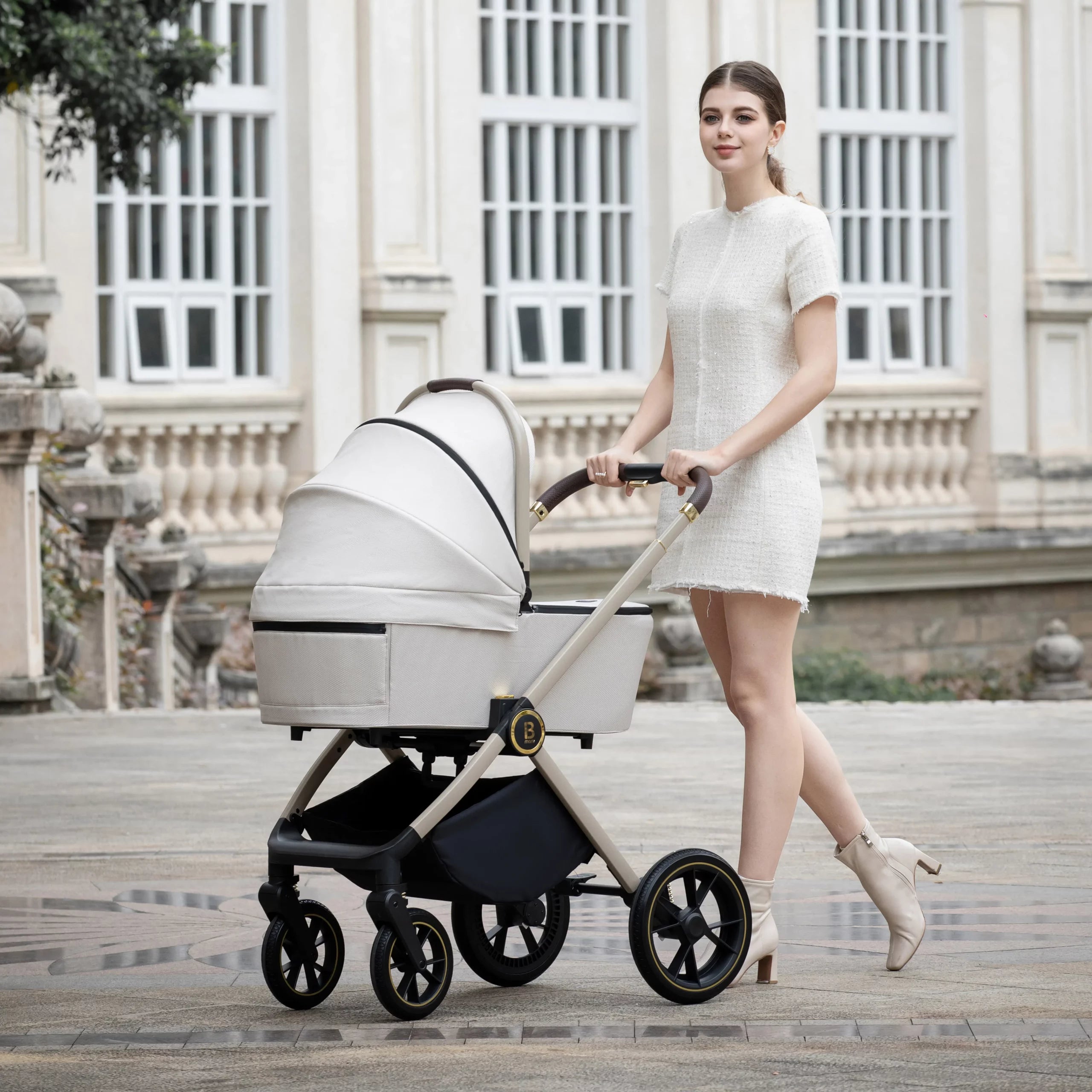 Kai Pram Pushchair Travel System with Carrycot and Car Seat - Sandstone