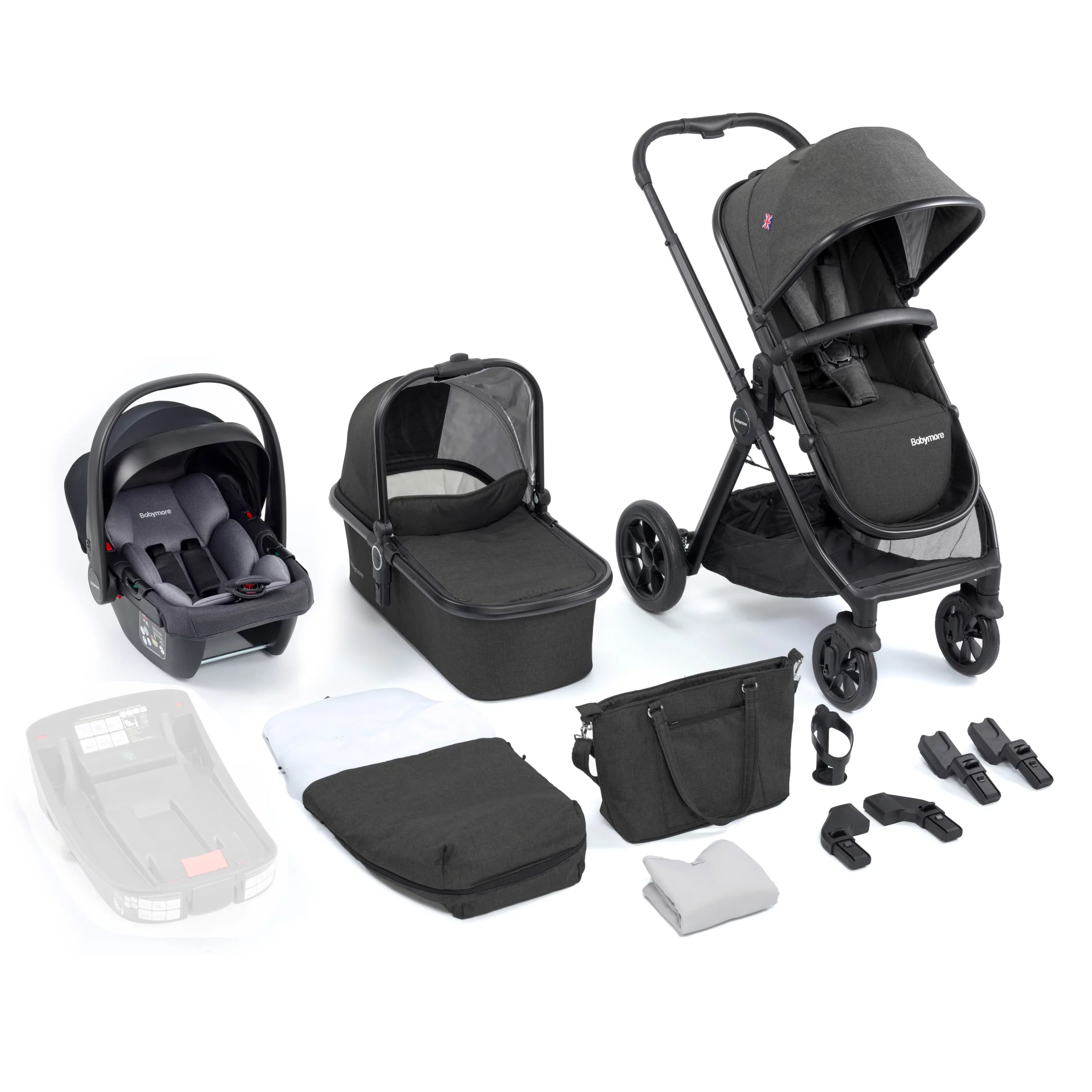 Memore V2 Travel System Coco Car Seat Bundle and Pram - Black - Pushchair