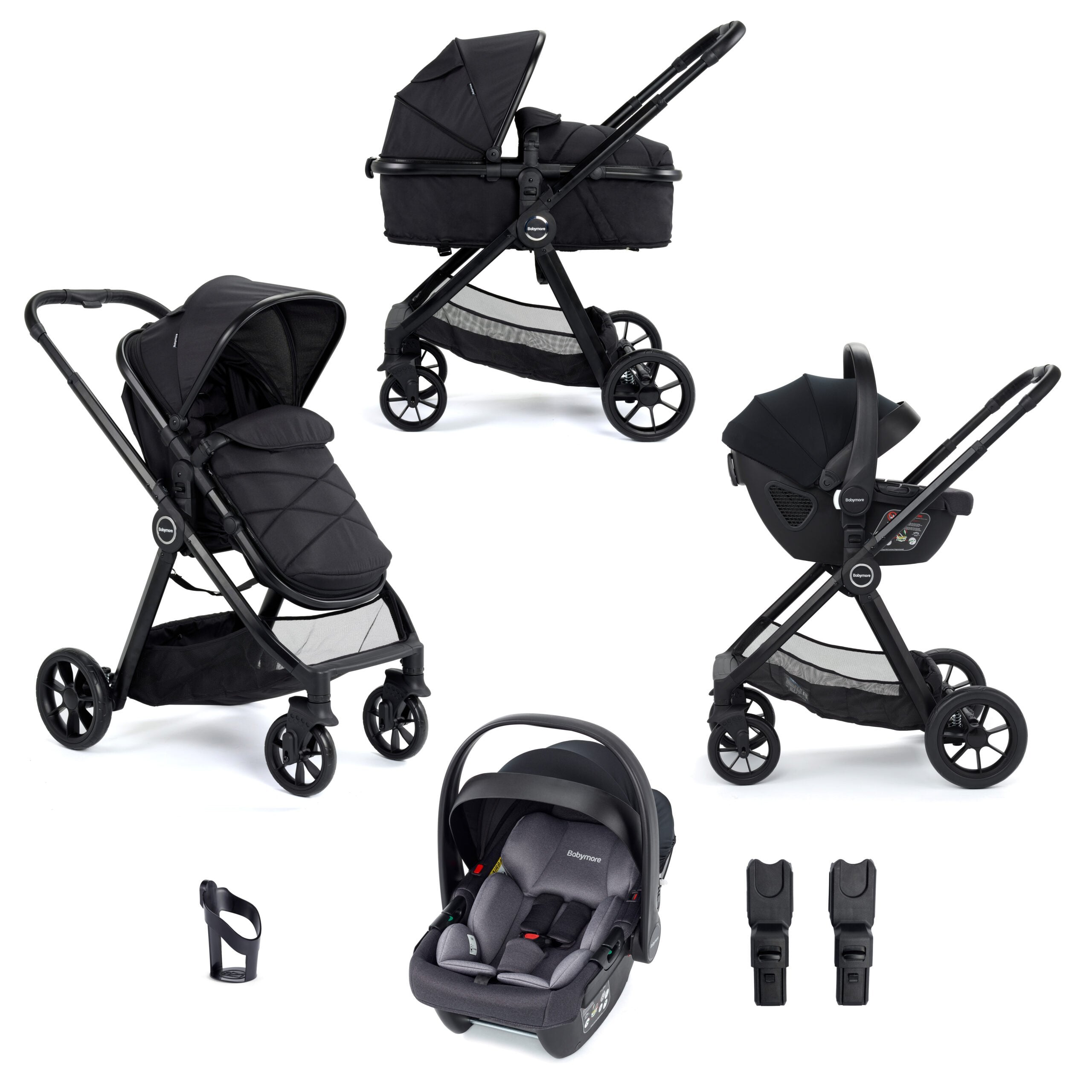 Mimi Travel System Coco i-Size Car Seat for Infants - Black - Pushchair