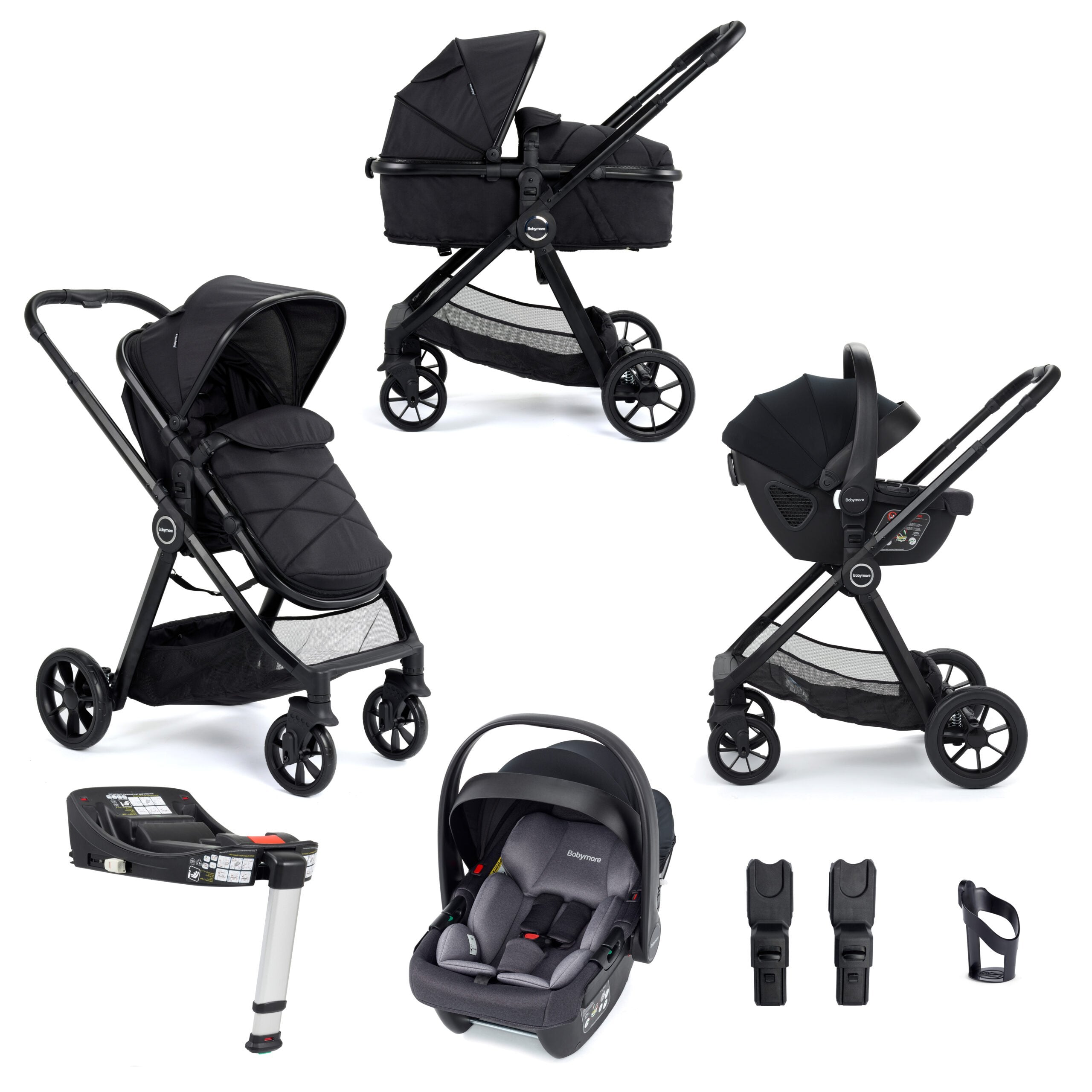 Mimi Travel System Coco i-Size Car Seat with Isofix Base - Black - Pushchair