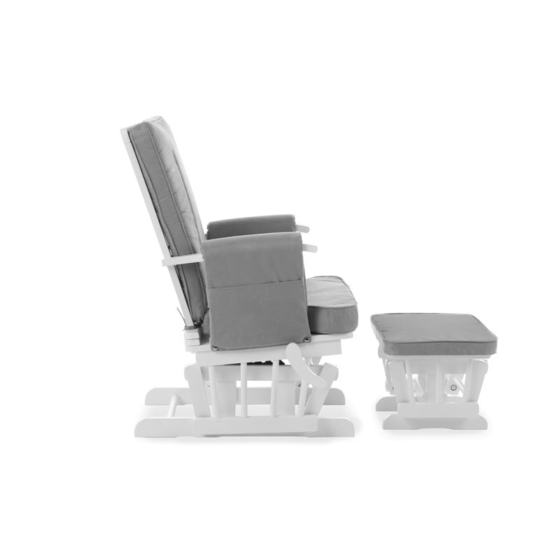 Deluxe Reclining Glider Chair & Stool - Grey Comfort Set - Nursery Chairs