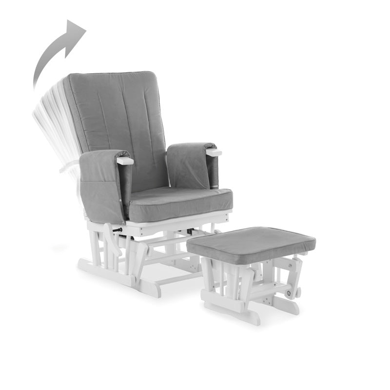 Deluxe Reclining Glider Chair & Stool - Grey Comfort Set - Nursery Chairs