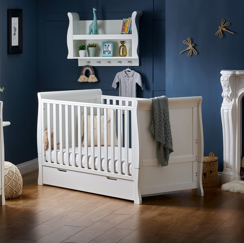 Stamford Classic Sleigh Cot Bed - White for Infants - kneepillow.co.uk