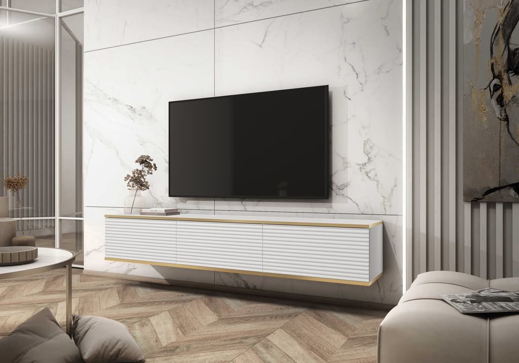 Moro Floating TV Cabinet 175cm - White / Living Room