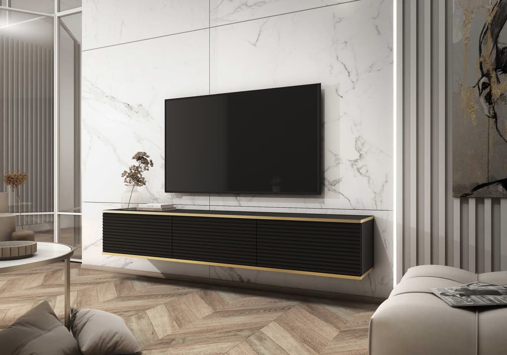 Moro Floating TV Cabinet 175cm - Black / Living Room