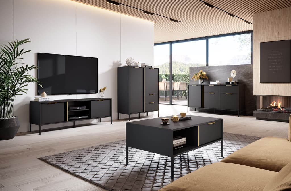 Lars TV Cabinet 203cm - Anthracite / Living Room